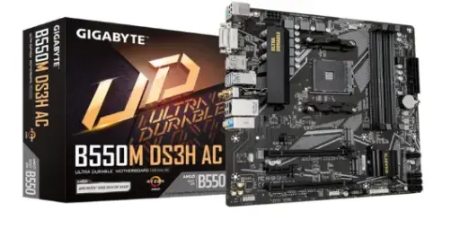 [MBAM4GBTB55MDA21] MOTHERBOARD GIGABYTE (B550M DS3H AC R2 1.0) âSOCKET AM4,4*DDR4 3200MHZ,HDMI,DP,WIFI,BT4.2,MICRO ATX